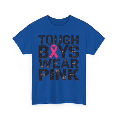 Tough Boys Wear Funny Pink Men T-Shirt, Breast Cancer Awareness, Breast Cancer Gift Pink Ribbon Shirt, Cancer Support Tee