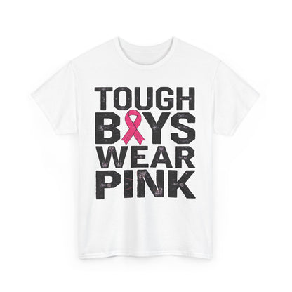 Tough Boys Wear Funny Pink Men T-Shirt, Breast Cancer Awareness, Breast Cancer Gift Pink Ribbon Shirt, Cancer Support Tee