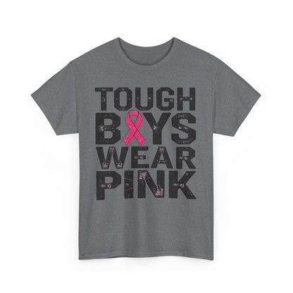 Tough Boys Wear Funny Pink Men T-Shirt, Breast Cancer Awareness, Breast Cancer Gift Pink Ribbon Shirt, Cancer Support Tee