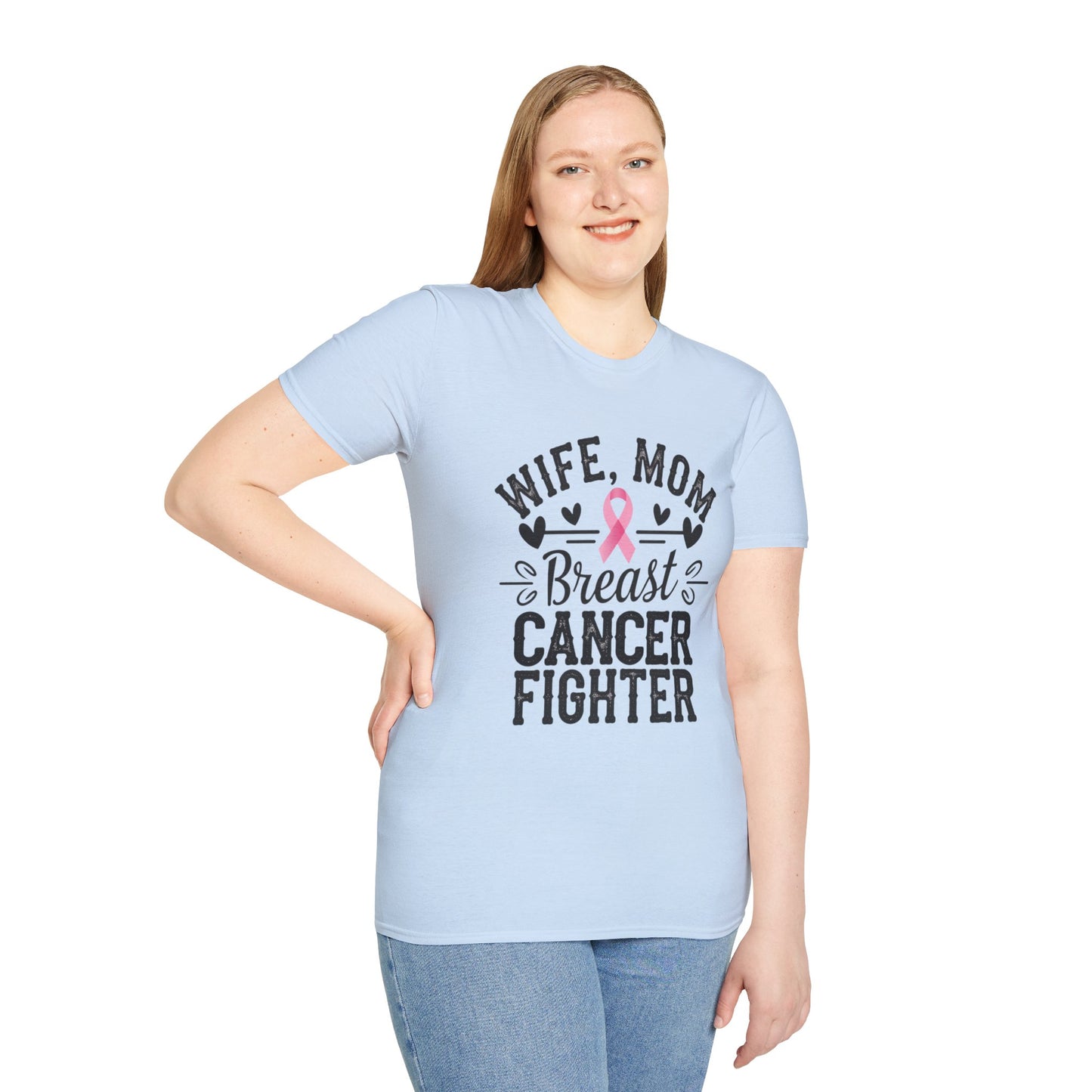 Wife Mom Fighter Breast Cancer T-Shirt