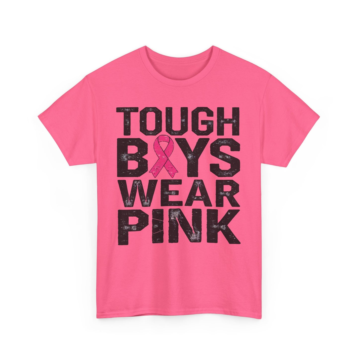 Tough Boys Wear Funny Pink Men T-Shirt, Breast Cancer Awareness, Breast Cancer Gift Pink Ribbon Shirt, Cancer Support Tee