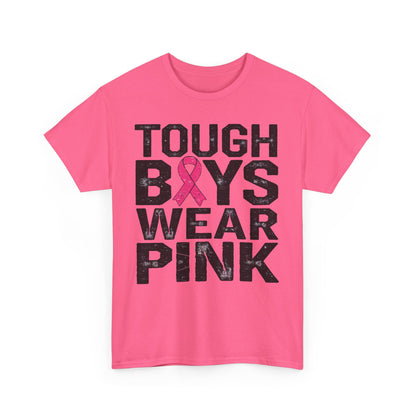 Tough Boys Wear Funny Pink Men T-Shirt, Breast Cancer Awareness, Breast Cancer Gift Pink Ribbon Shirt, Cancer Support Tee