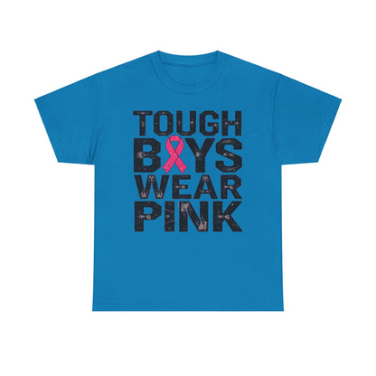 Tough Boys Wear Funny Pink Men T-Shirt, Breast Cancer Awareness, Breast Cancer Gift Pink Ribbon Shirt, Cancer Support Tee