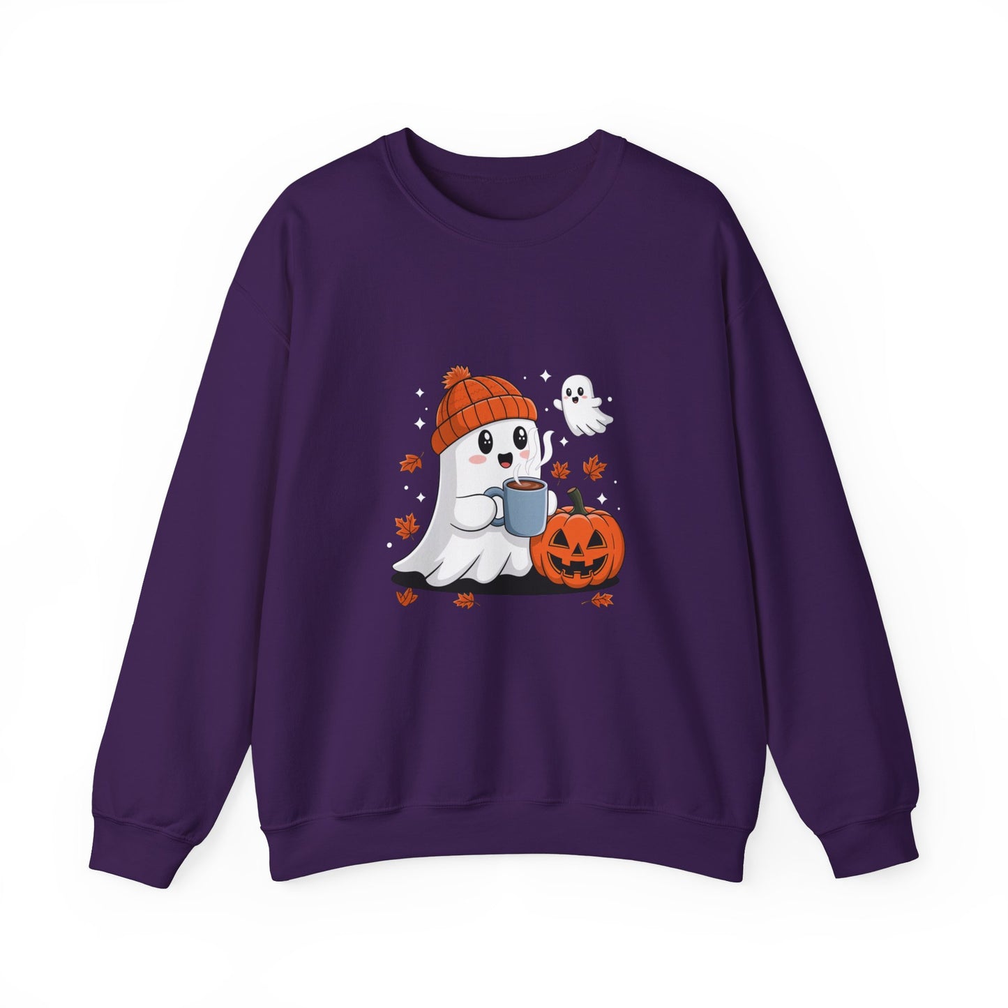 Cute Ghost Drinking Coffee Halloween Ghost Ice Coffee Sweatshirts