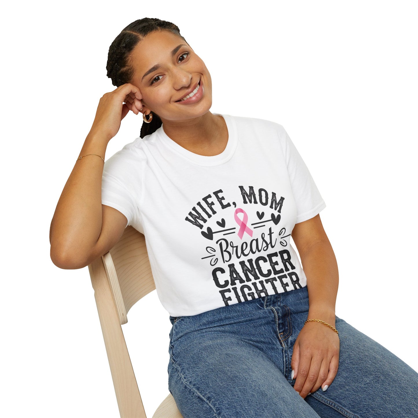 Wife Mom Fighter Breast Cancer T-Shirt