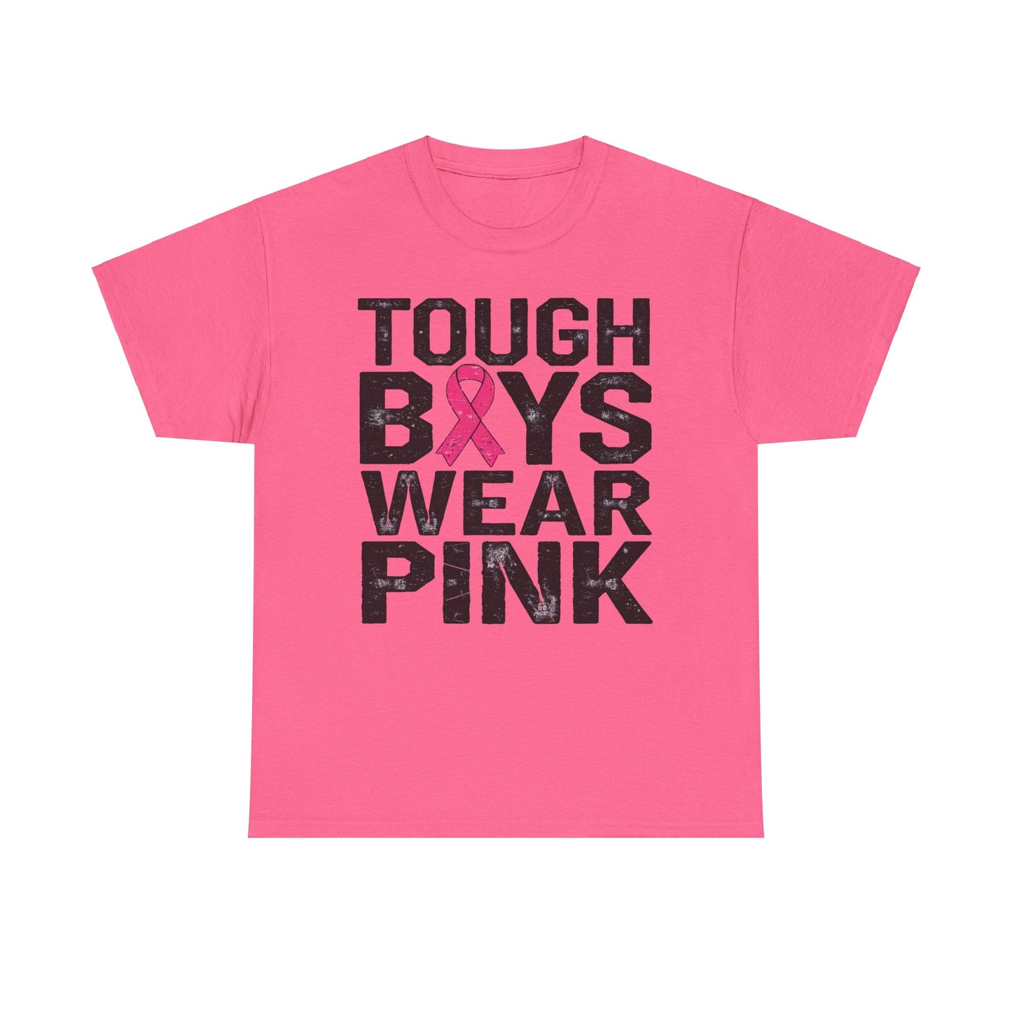 Tough Boys Wear Funny Pink Men T-Shirt, Breast Cancer Awareness, Breast Cancer Gift Pink Ribbon Shirt, Cancer Support Tee