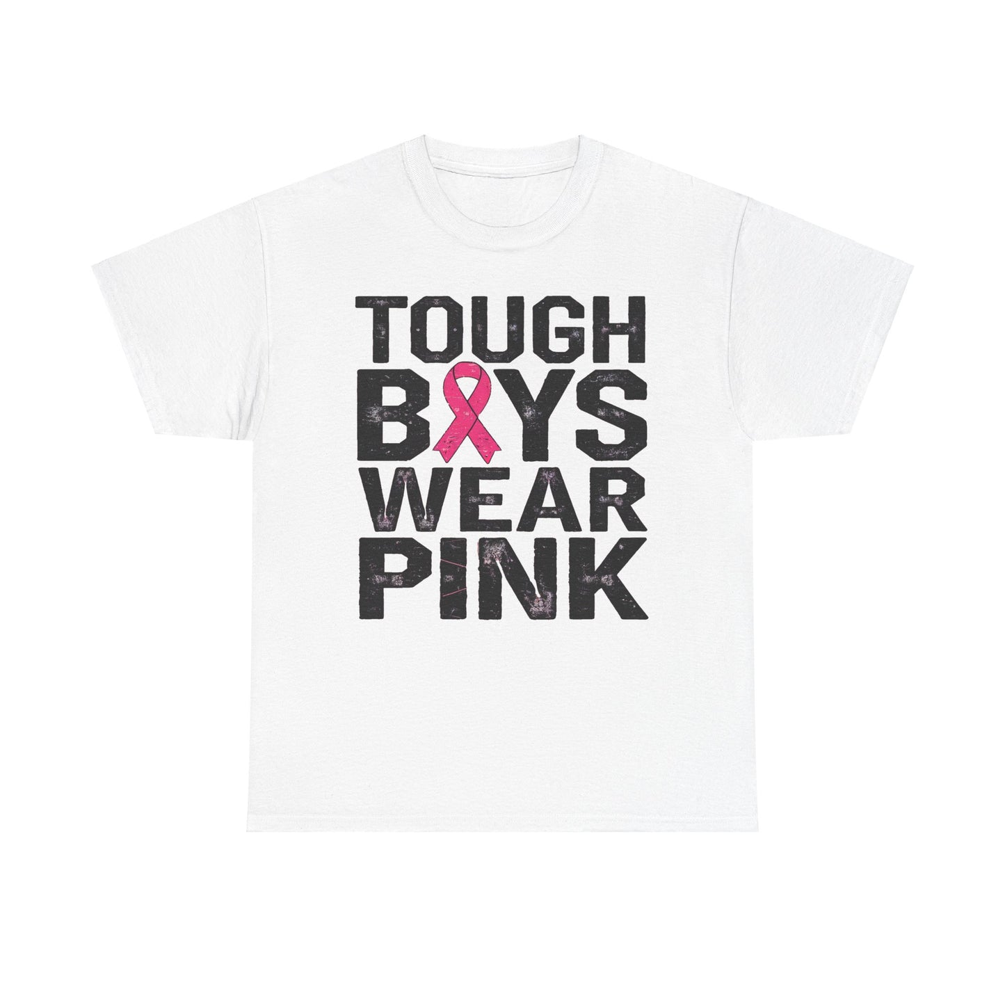 Tough Boys Wear Funny Pink Men T-Shirt, Breast Cancer Awareness, Breast Cancer Gift Pink Ribbon Shirt, Cancer Support Tee