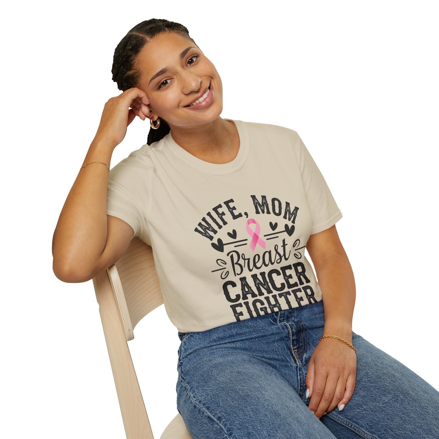 Wife Mom Fighter Breast Cancer T-Shirt