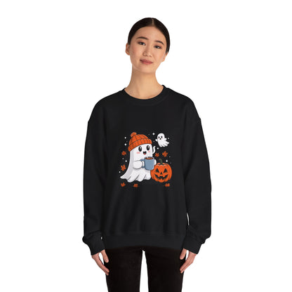 Cute Ghost Drinking Coffee Halloween Ghost Ice Coffee Sweatshirts