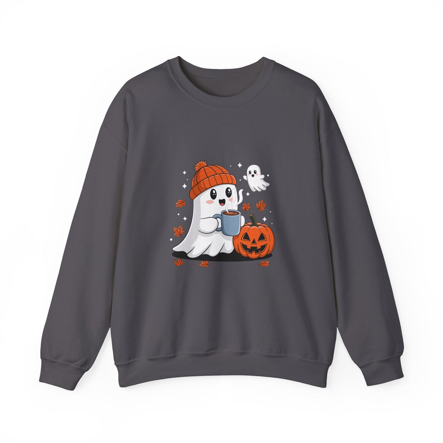 Cute Ghost Drinking Coffee Halloween Ghost Ice Coffee Sweatshirts