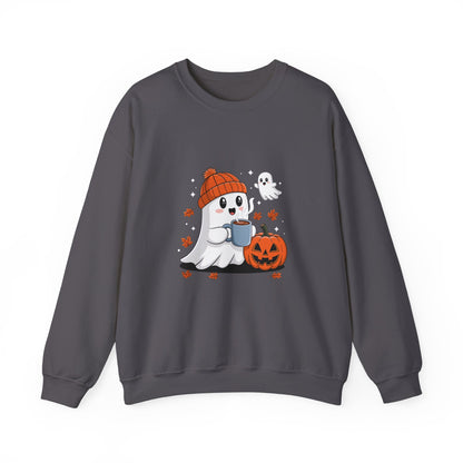 Cute Ghost Drinking Coffee Halloween Ghost Ice Coffee Sweatshirts