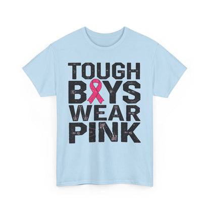 Tough Boys Wear Funny Pink Men T-Shirt, Breast Cancer Awareness, Breast Cancer Gift Pink Ribbon Shirt, Cancer Support Tee