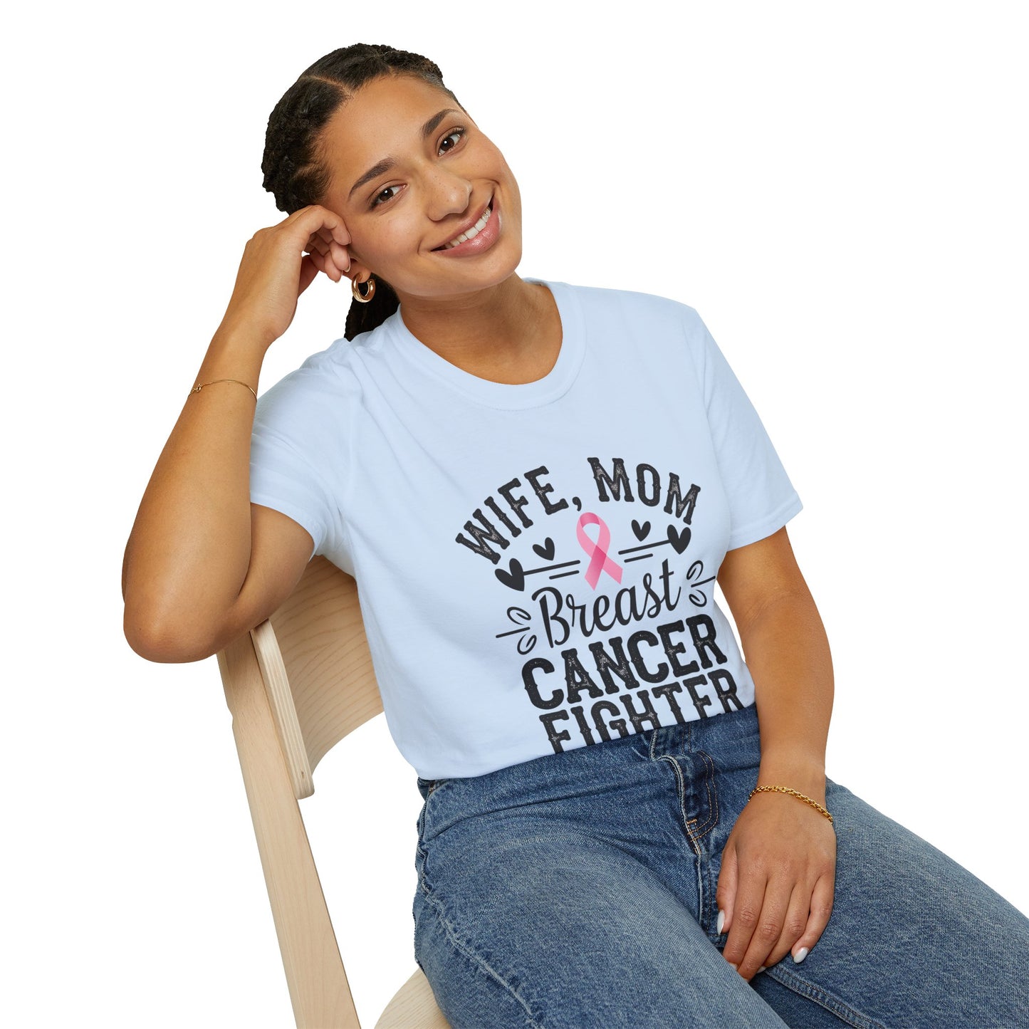 Wife Mom Fighter Breast Cancer T-Shirt