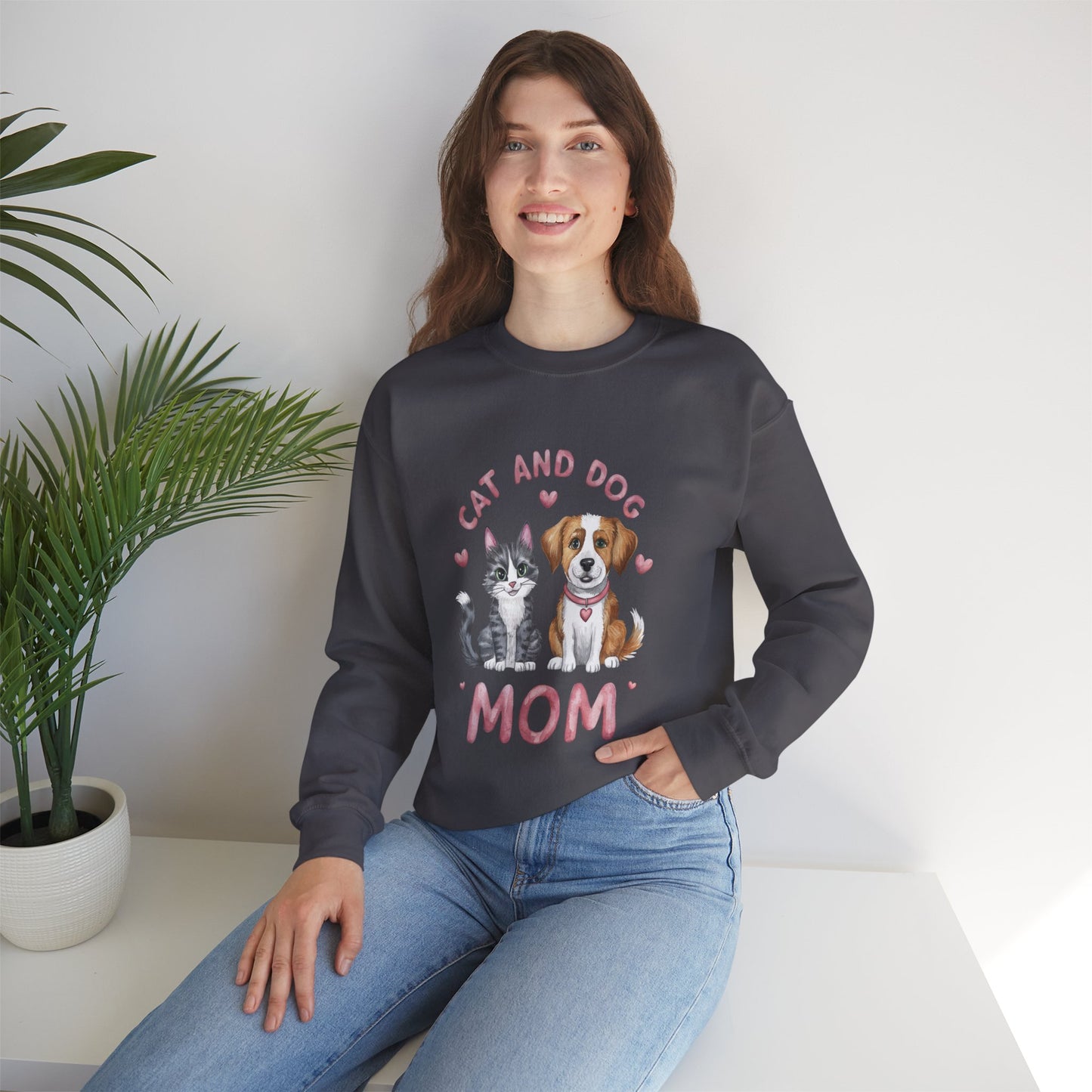 Pet Cat Dog Mom Sweatshirt - Women's Crewneck