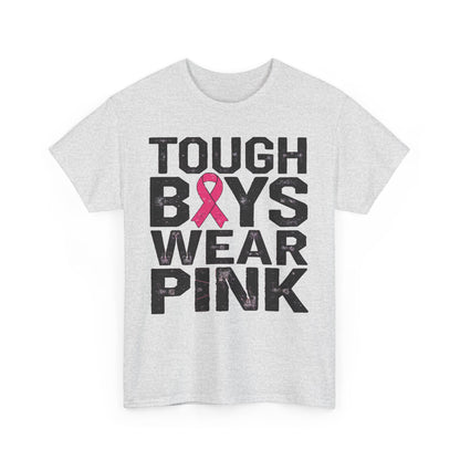 Tough Boys Wear Funny Pink Men T-Shirt, Breast Cancer Awareness, Breast Cancer Gift Pink Ribbon Shirt, Cancer Support Tee