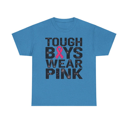 Tough Boys Wear Funny Pink Men T-Shirt, Breast Cancer Awareness, Breast Cancer Gift Pink Ribbon Shirt, Cancer Support Tee