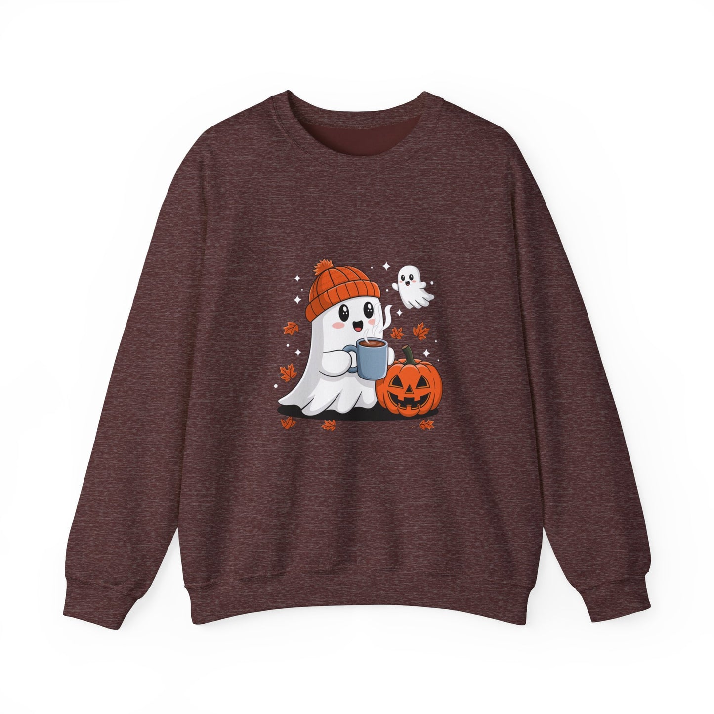 Cute Ghost Drinking Coffee Halloween Ghost Ice Coffee Sweatshirts