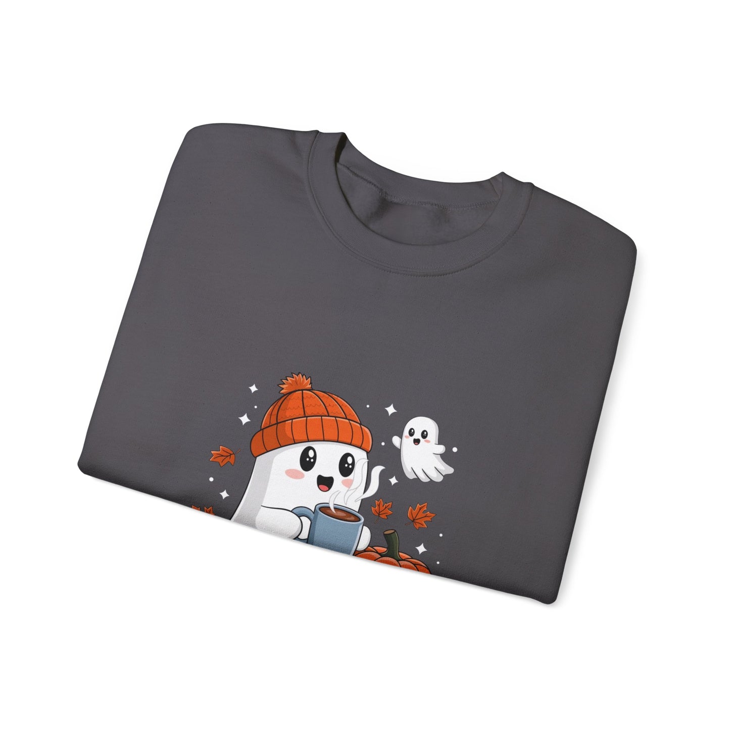 Cute Ghost Drinking Coffee Halloween Ghost Ice Coffee Sweatshirts