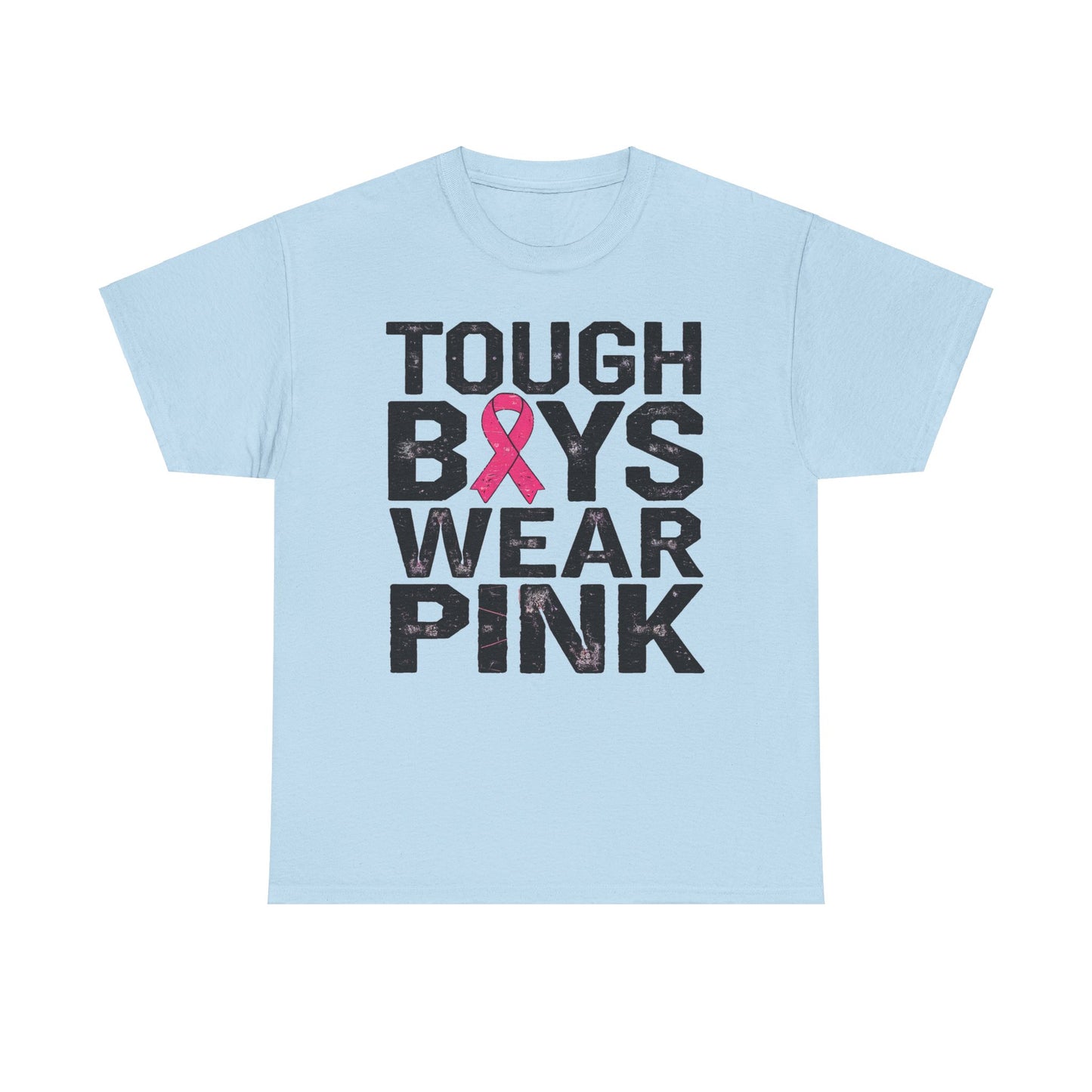 Tough Boys Wear Funny Pink Men T-Shirt, Breast Cancer Awareness, Breast Cancer Gift Pink Ribbon Shirt, Cancer Support Tee