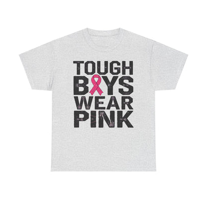 Tough Boys Wear Funny Pink Men T-Shirt, Breast Cancer Awareness, Breast Cancer Gift Pink Ribbon Shirt, Cancer Support Tee